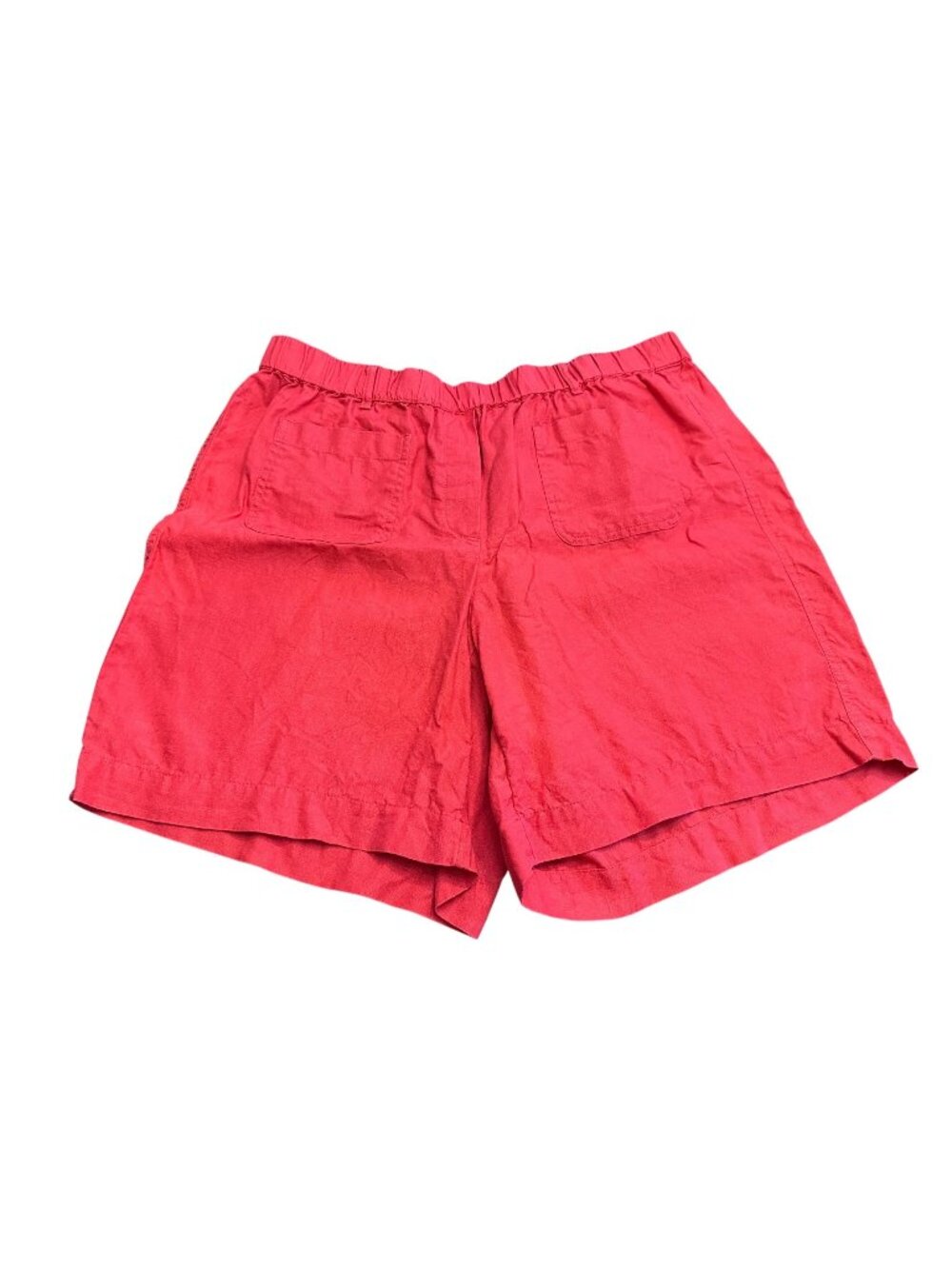 J Jill Shorts Women L Red 100% Linen Pull-on Elastic Waist Pockets 8" inseam